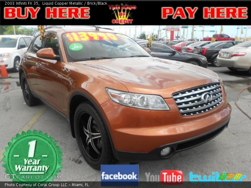 Liquid Copper Metallic / Brick/Black 2003 Infiniti FX 35