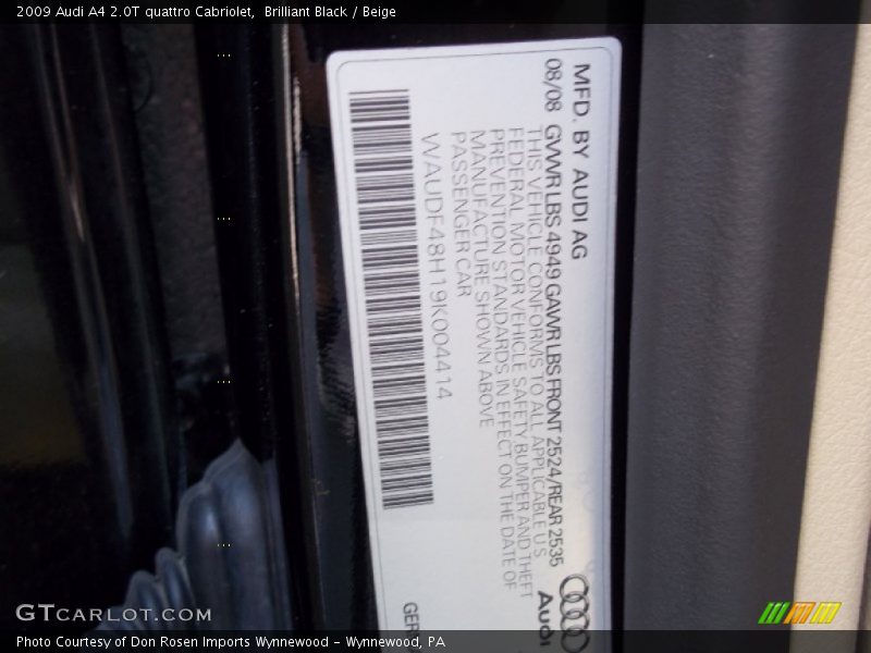Brilliant Black / Beige 2009 Audi A4 2.0T quattro Cabriolet