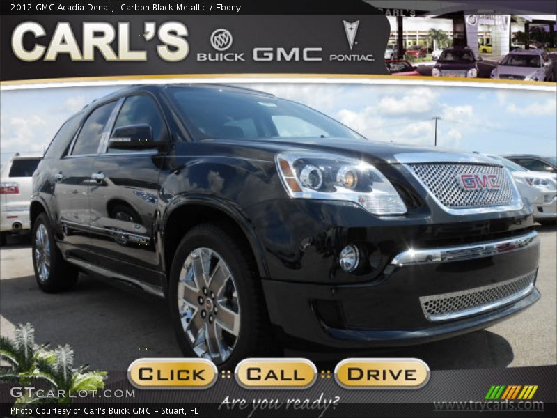Carbon Black Metallic / Ebony 2012 GMC Acadia Denali