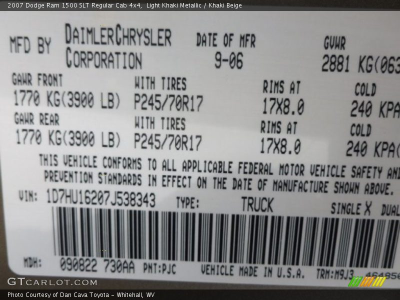 Light Khaki Metallic / Khaki Beige 2007 Dodge Ram 1500 SLT Regular Cab 4x4