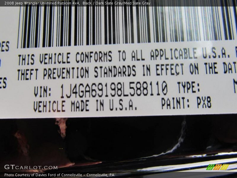 Black / Dark Slate Gray/Med Slate Gray 2008 Jeep Wrangler Unlimited Rubicon 4x4