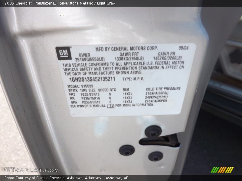 Silverstone Metallic / Light Gray 2005 Chevrolet TrailBlazer LS