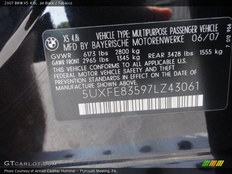 Jet Black / Tobacco 2007 BMW X5 4.8i