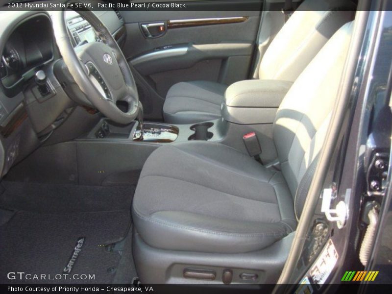 Pacific Blue Pearl / Cocoa Black 2012 Hyundai Santa Fe SE V6