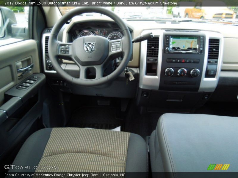 Bright White / Dark Slate Gray/Medium Graystone 2012 Dodge Ram 1500 Outdoorsman Crew Cab