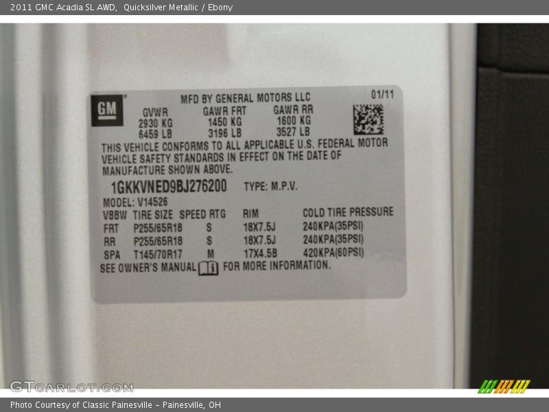 Quicksilver Metallic / Ebony 2011 GMC Acadia SL AWD