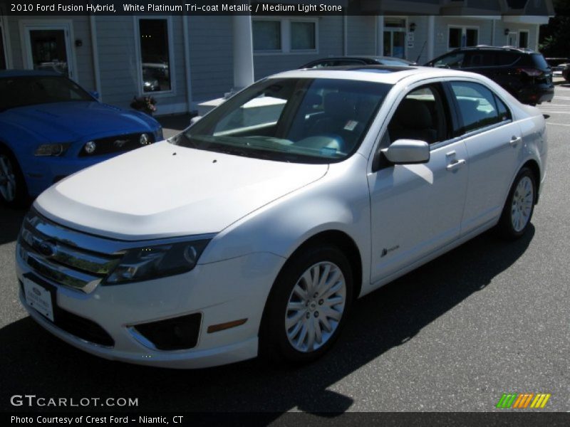 White Platinum Tri-coat Metallic / Medium Light Stone 2010 Ford Fusion Hybrid