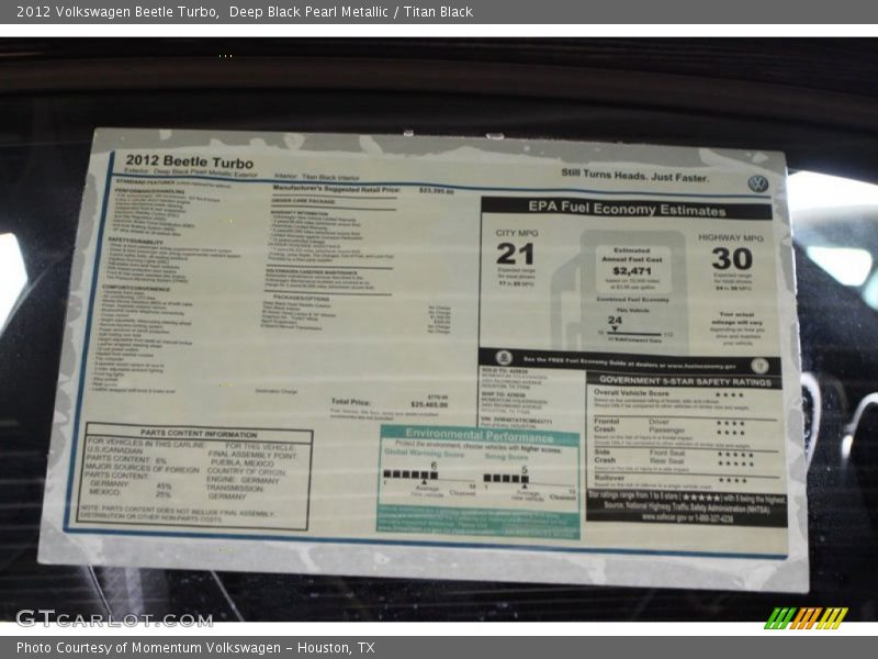 Deep Black Pearl Metallic / Titan Black 2012 Volkswagen Beetle Turbo