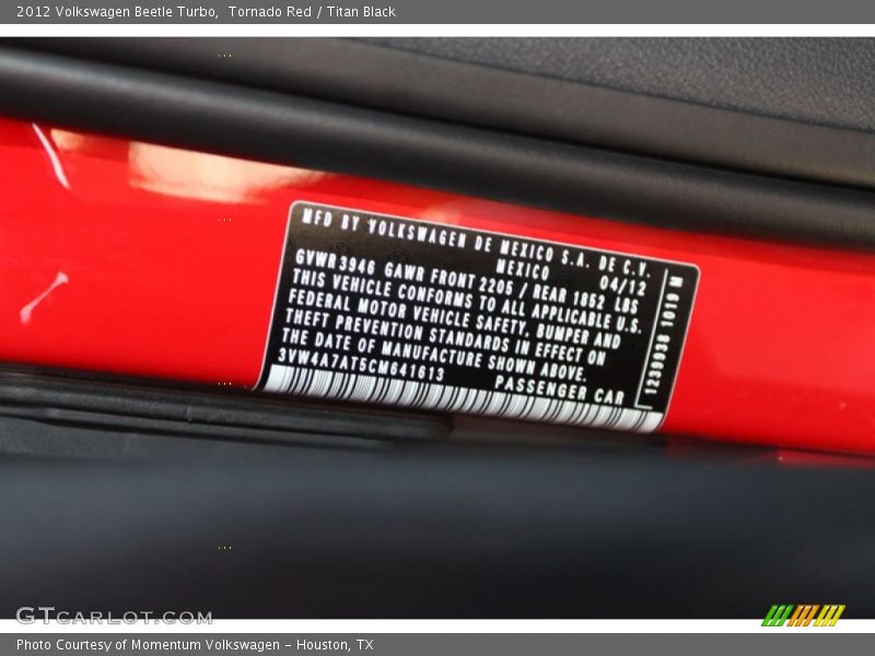 Tornado Red / Titan Black 2012 Volkswagen Beetle Turbo