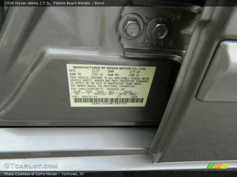 Pebble Beach Metallic / Blond 2008 Nissan Altima 2.5 SL