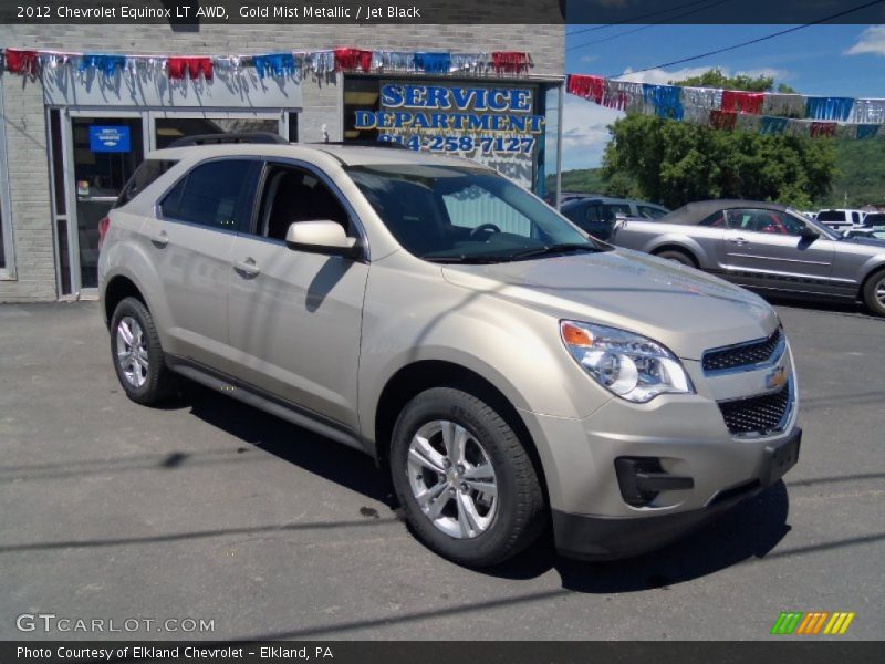 Gold Mist Metallic / Jet Black 2012 Chevrolet Equinox LT AWD