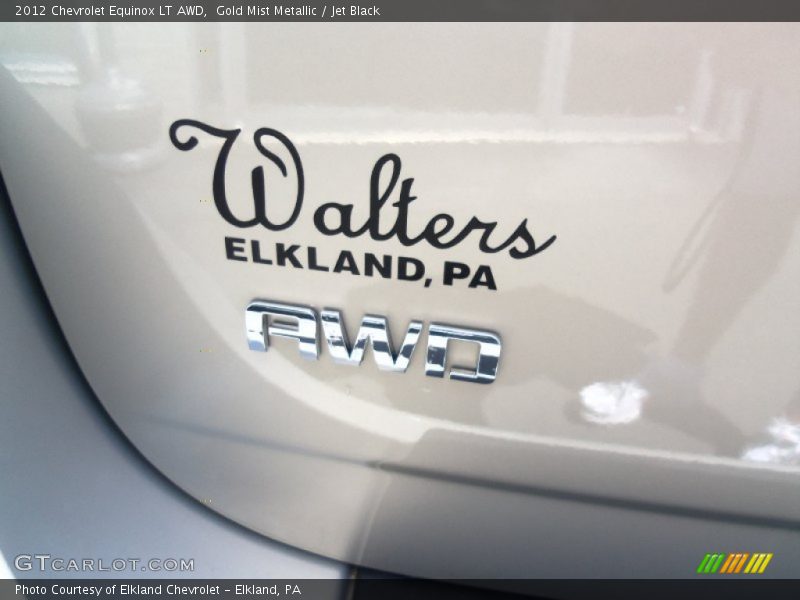 Gold Mist Metallic / Jet Black 2012 Chevrolet Equinox LT AWD
