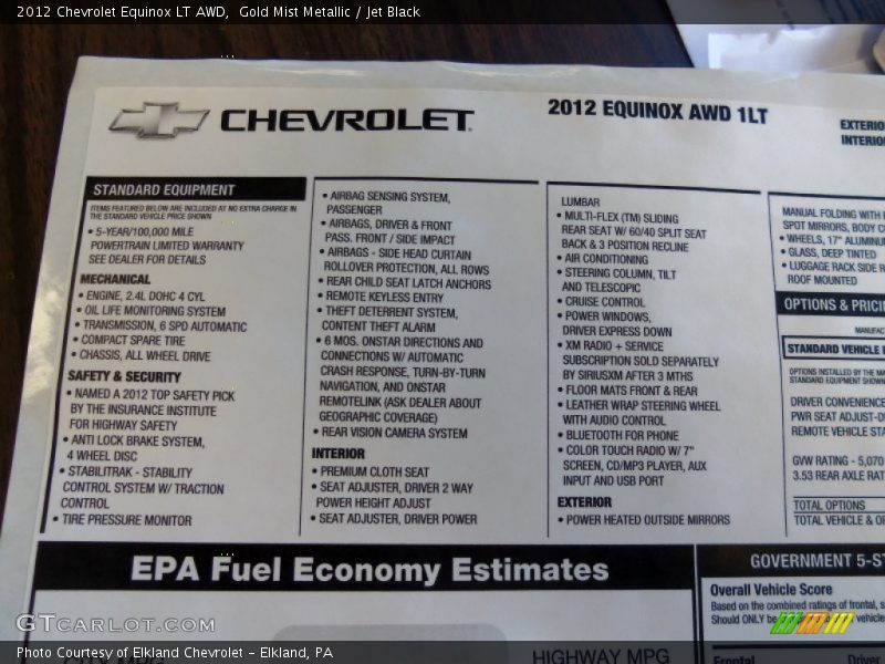 Gold Mist Metallic / Jet Black 2012 Chevrolet Equinox LT AWD