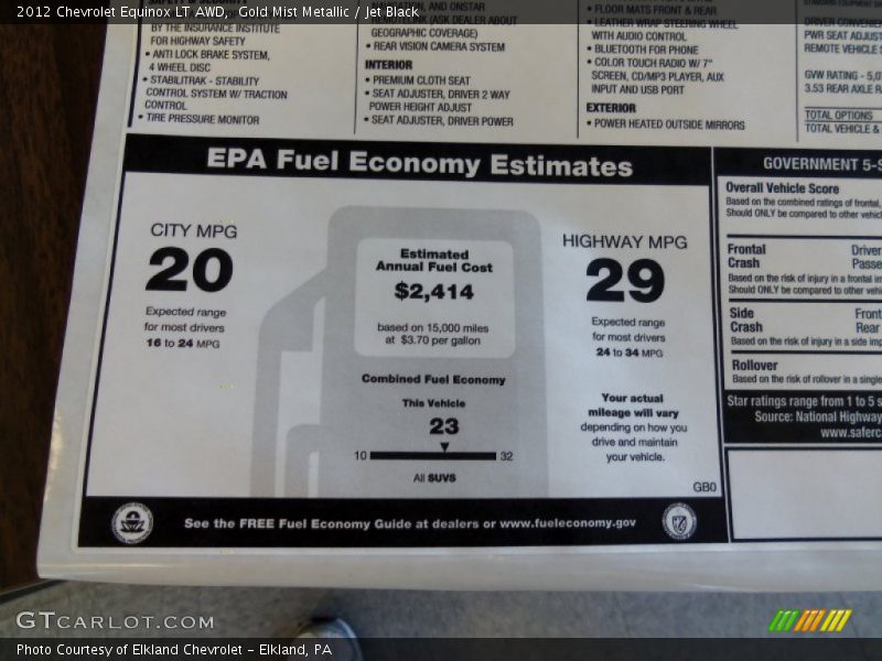 Gold Mist Metallic / Jet Black 2012 Chevrolet Equinox LT AWD