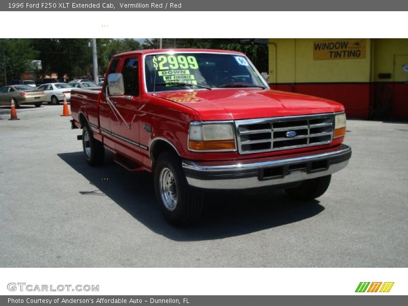 Vermillion Red / Red 1996 Ford F250 XLT Extended Cab