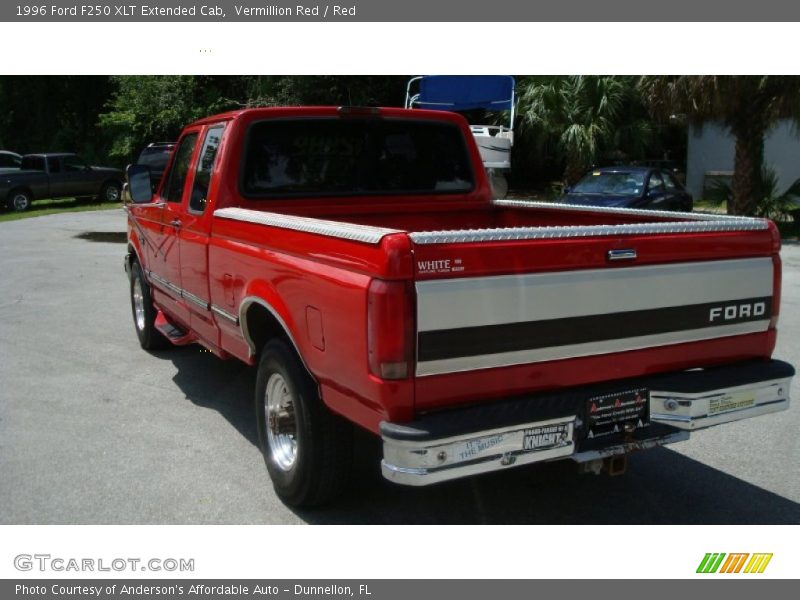Vermillion Red / Red 1996 Ford F250 XLT Extended Cab