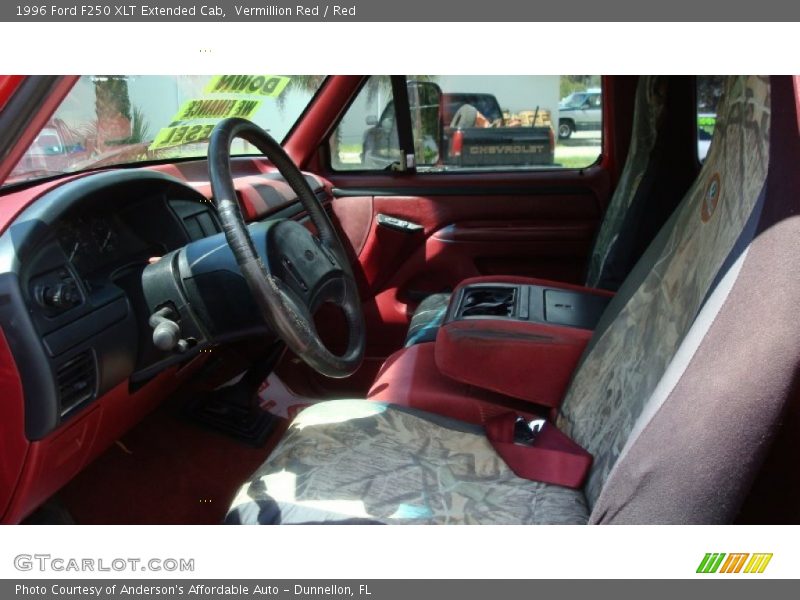 Vermillion Red / Red 1996 Ford F250 XLT Extended Cab