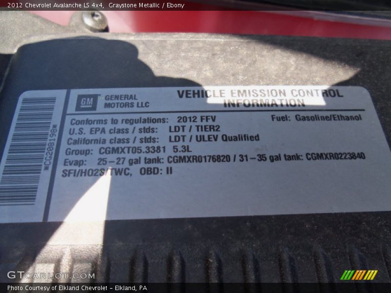 Graystone Metallic / Ebony 2012 Chevrolet Avalanche LS 4x4