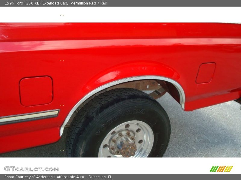 Vermillion Red / Red 1996 Ford F250 XLT Extended Cab