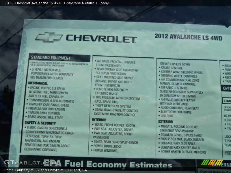 Graystone Metallic / Ebony 2012 Chevrolet Avalanche LS 4x4
