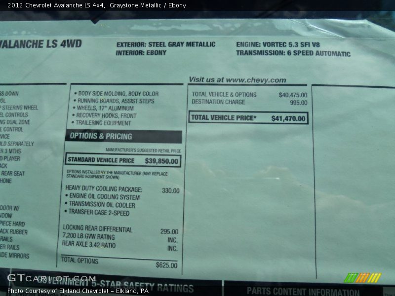Graystone Metallic / Ebony 2012 Chevrolet Avalanche LS 4x4