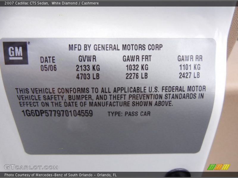 White Diamond / Cashmere 2007 Cadillac CTS Sedan