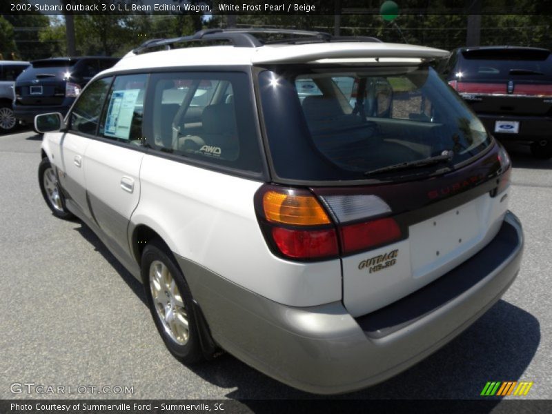 White Frost Pearl / Beige 2002 Subaru Outback 3.0 L.L.Bean Edition Wagon
