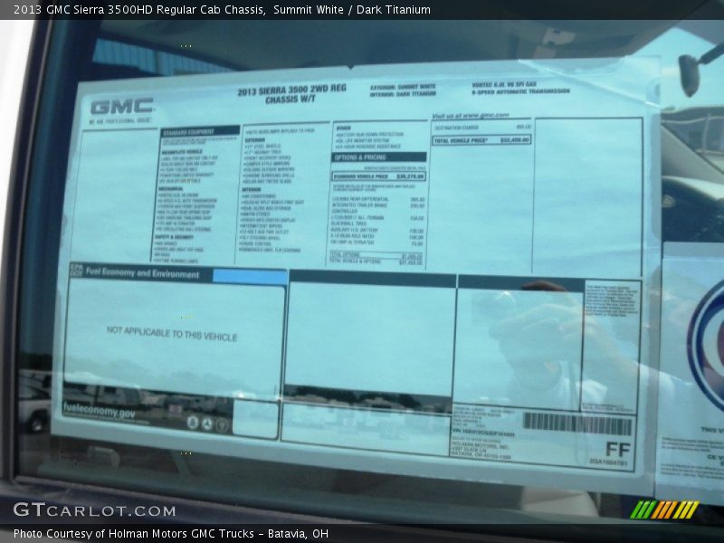 Summit White / Dark Titanium 2013 GMC Sierra 3500HD Regular Cab Chassis