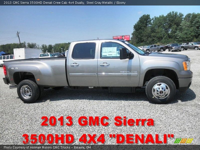 Steel Gray Metallic / Ebony 2013 GMC Sierra 3500HD Denali Crew Cab 4x4 Dually