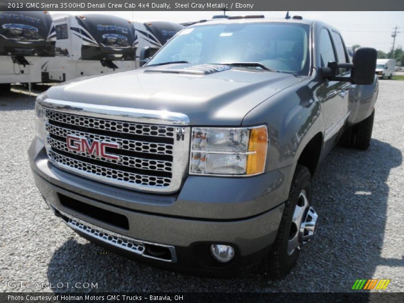Steel Gray Metallic / Ebony 2013 GMC Sierra 3500HD Denali Crew Cab 4x4 Dually