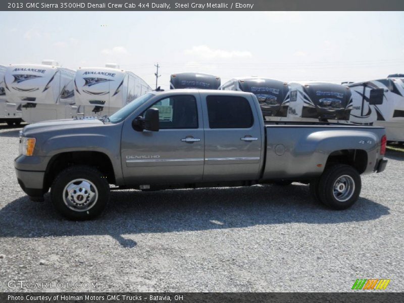 Steel Gray Metallic / Ebony 2013 GMC Sierra 3500HD Denali Crew Cab 4x4 Dually