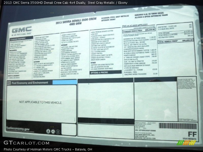  2013 Sierra 3500HD Denali Crew Cab 4x4 Dually Window Sticker