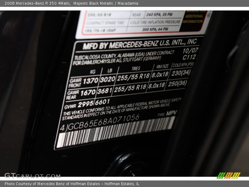 Majestic Black Metallic / Macadamia 2008 Mercedes-Benz R 350 4Matic