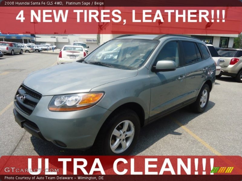 Platinum Sage / Beige 2008 Hyundai Santa Fe GLS 4WD