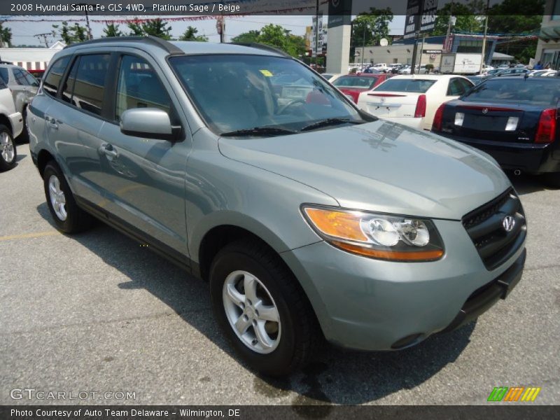 Platinum Sage / Beige 2008 Hyundai Santa Fe GLS 4WD