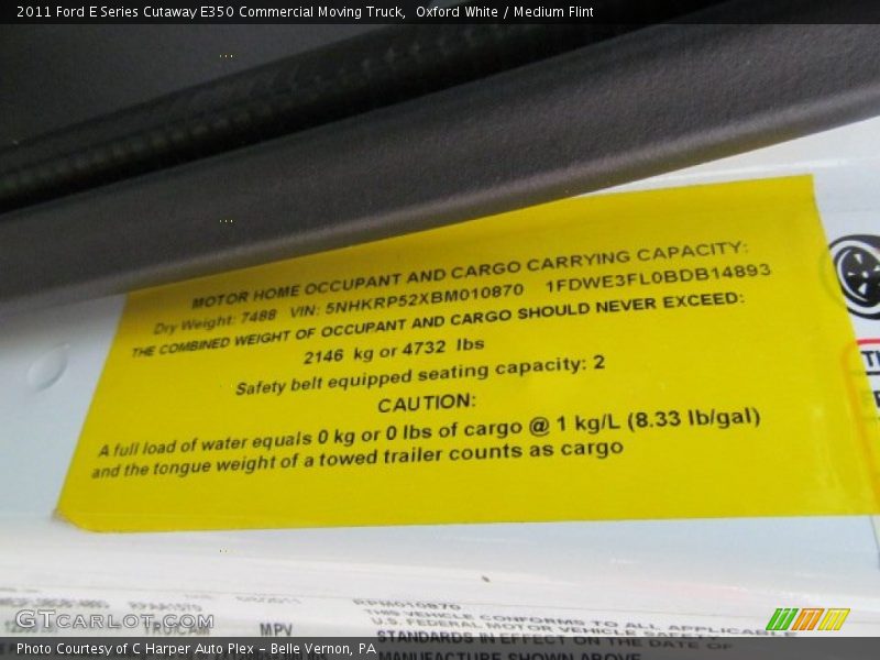 Oxford White / Medium Flint 2011 Ford E Series Cutaway E350 Commercial Moving Truck