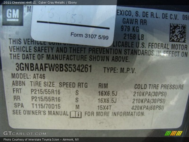 Cyber Gray Metallic / Ebony 2011 Chevrolet HHR LS