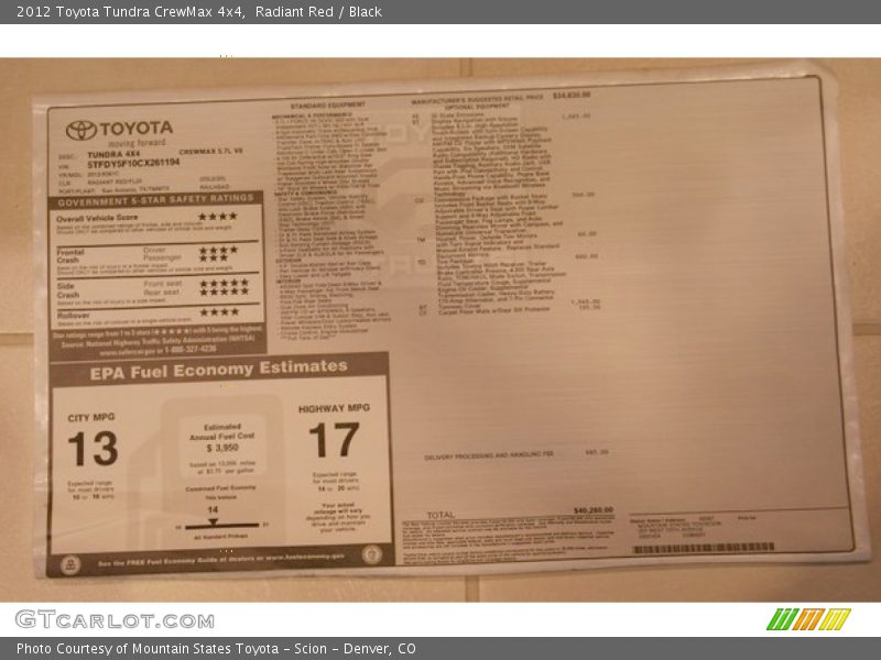 Radiant Red / Black 2012 Toyota Tundra CrewMax 4x4