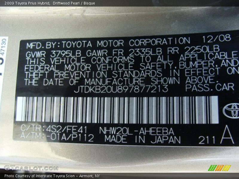 Driftwood Pearl / Bisque 2009 Toyota Prius Hybrid