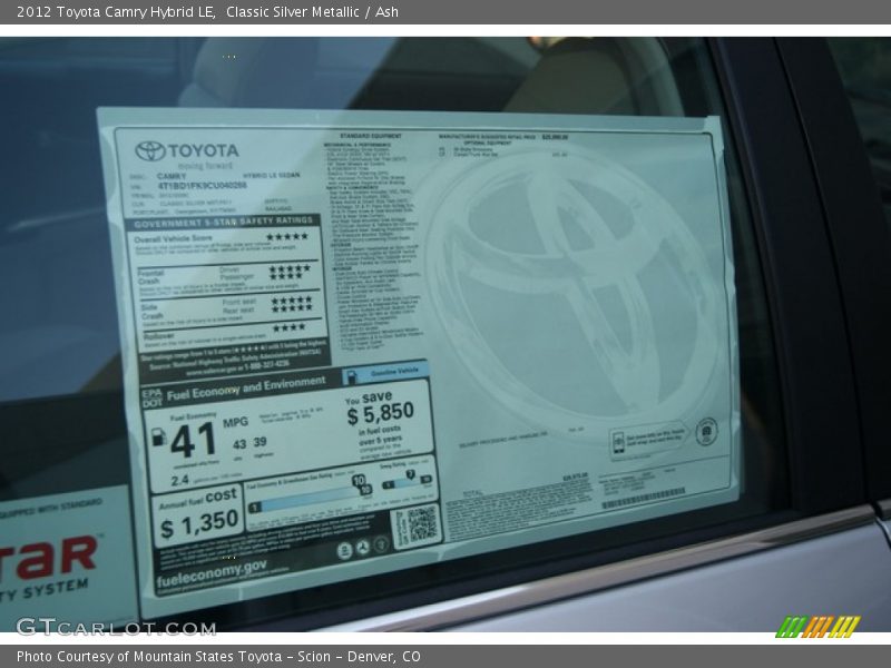 Classic Silver Metallic / Ash 2012 Toyota Camry Hybrid LE