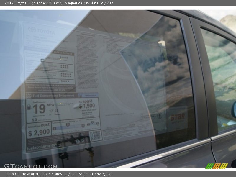 Magnetic Gray Metallic / Ash 2012 Toyota Highlander V6 4WD