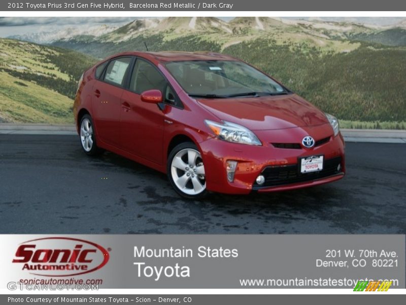 Barcelona Red Metallic / Dark Gray 2012 Toyota Prius 3rd Gen Five Hybrid