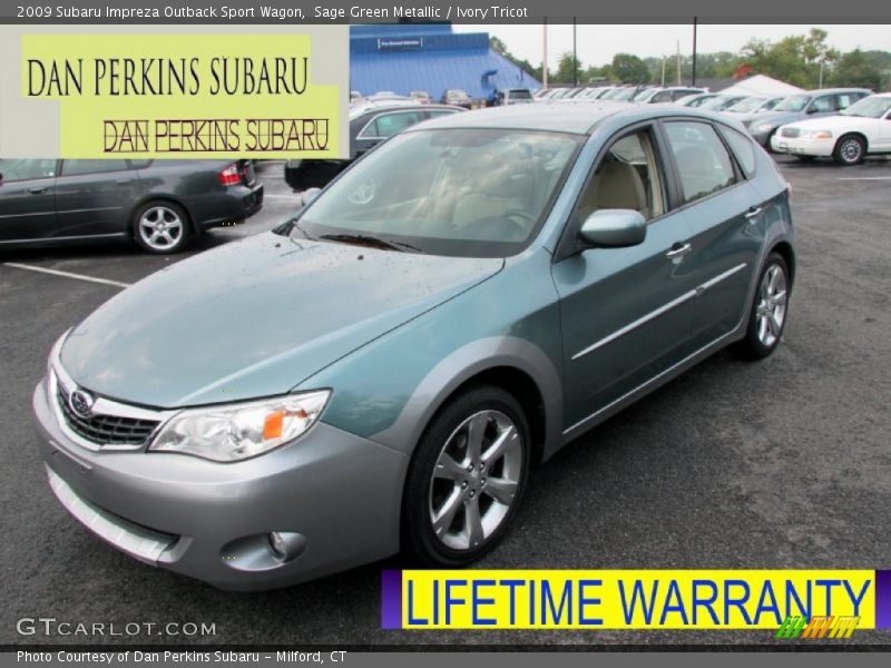 Sage Green Metallic / Ivory Tricot 2009 Subaru Impreza Outback Sport Wagon