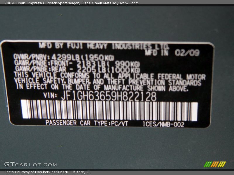 Sage Green Metallic / Ivory Tricot 2009 Subaru Impreza Outback Sport Wagon