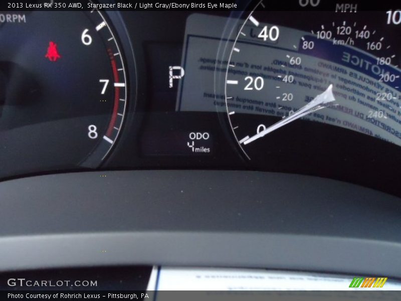 Stargazer Black / Light Gray/Ebony Birds Eye Maple 2013 Lexus RX 350 AWD