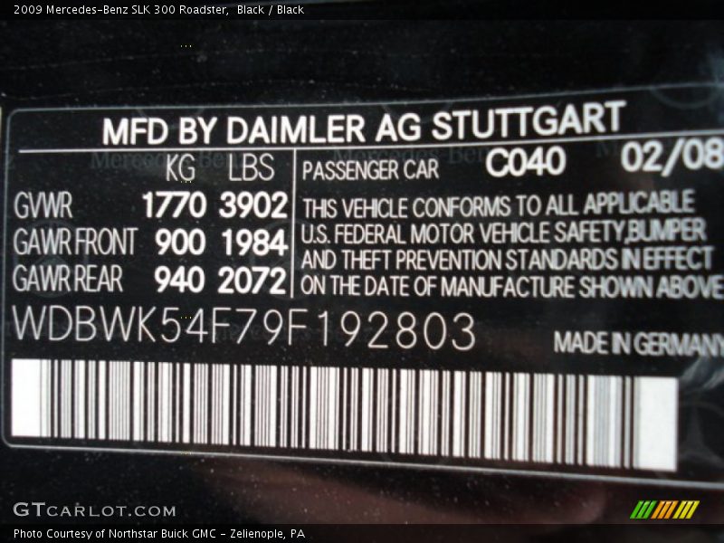 Black / Black 2009 Mercedes-Benz SLK 300 Roadster