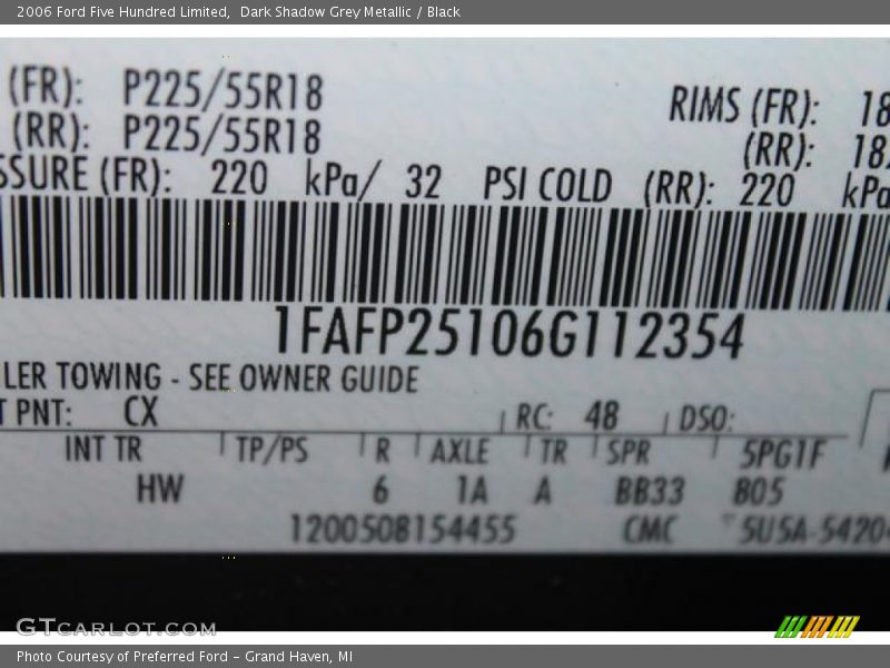 Dark Shadow Grey Metallic / Black 2006 Ford Five Hundred Limited