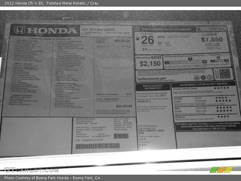 Polished Metal Metallic / Gray 2012 Honda CR-V EX
