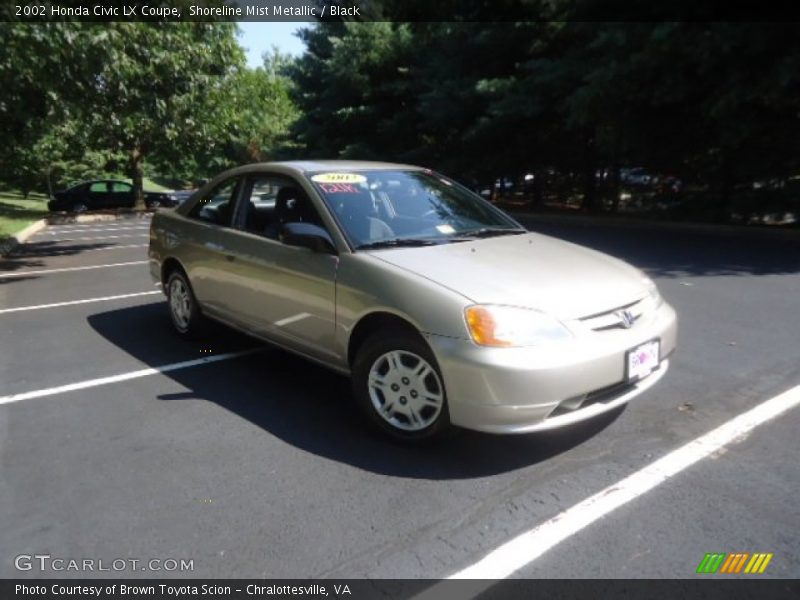 Shoreline Mist Metallic / Black 2002 Honda Civic LX Coupe