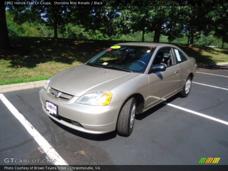 Shoreline Mist Metallic / Black 2002 Honda Civic LX Coupe
